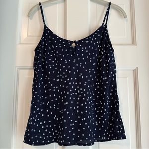 Elodie | Navy Polka Dot Cowl Neck Blouse | Medium